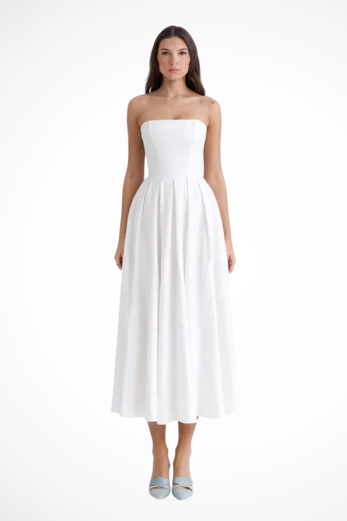 Everly | Robe Mi-Longue Bustier Corset à Jupe Évasée