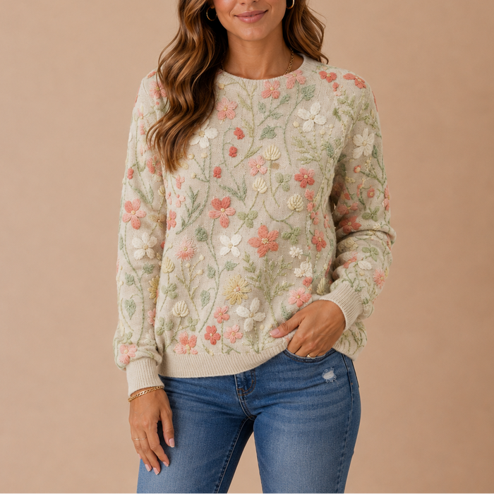 ZOÉ - pull brodé fleurs pour femme