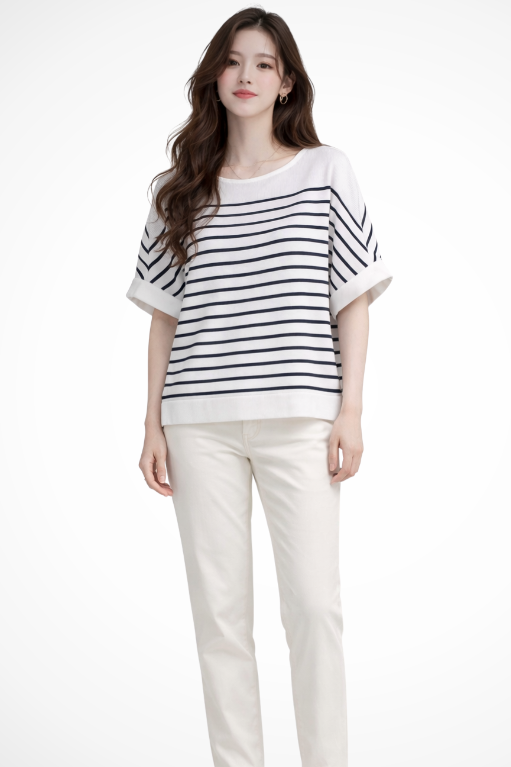 Tilda | T-shirt Femme Oversize à Col Rond et Rayures