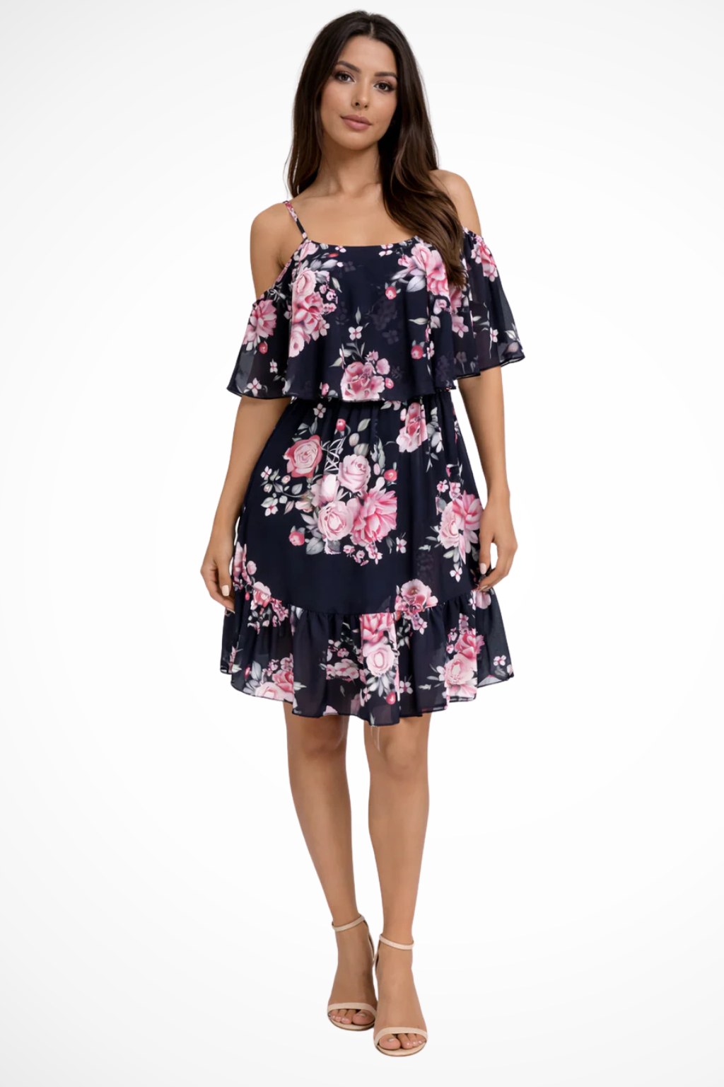 Lila | Robe Courte Bohème en Mousseline à Fleurs et Épaules Dénudées