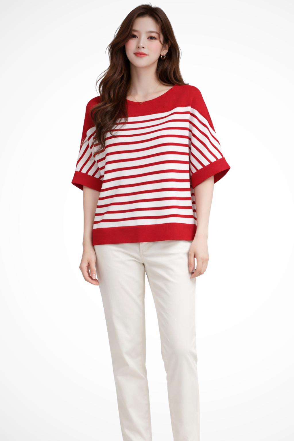 Tilda | T-shirt Femme Oversize à Col Rond et Rayures