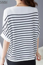 Tilda | T-shirt Femme Oversize à Col Rond et Rayures