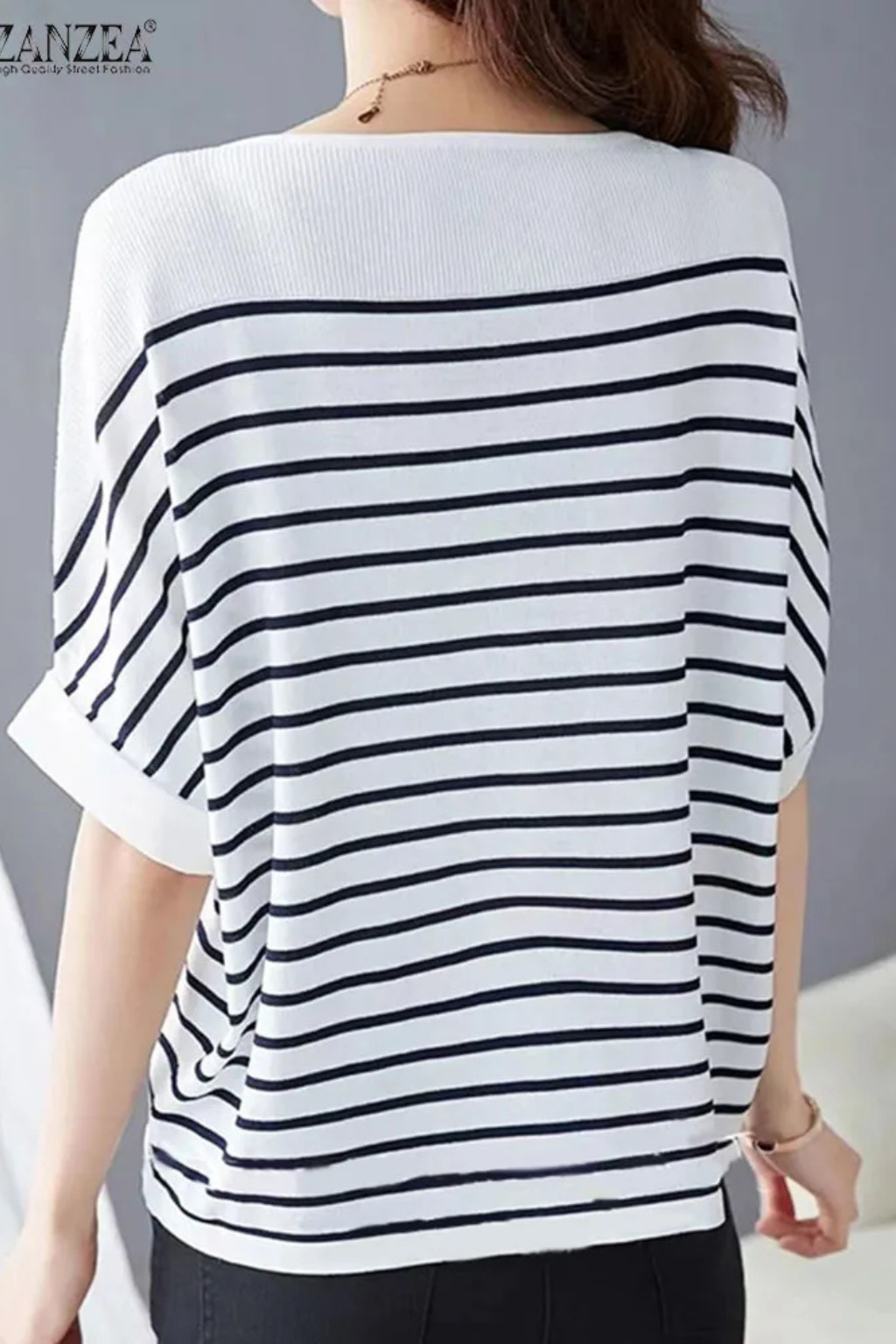 Tilda | T-shirt Femme Oversize à Col Rond et Rayures
