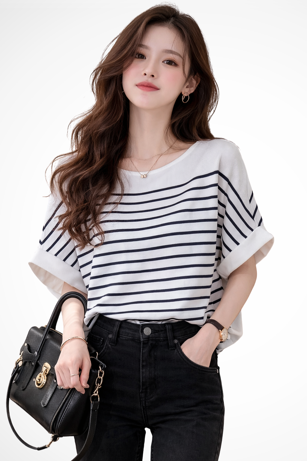 Tilda | T-shirt Femme Oversize à Col Rond et Rayures