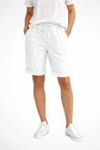 Aveline | Pantacourt décontracté en lin pour femme - Beige