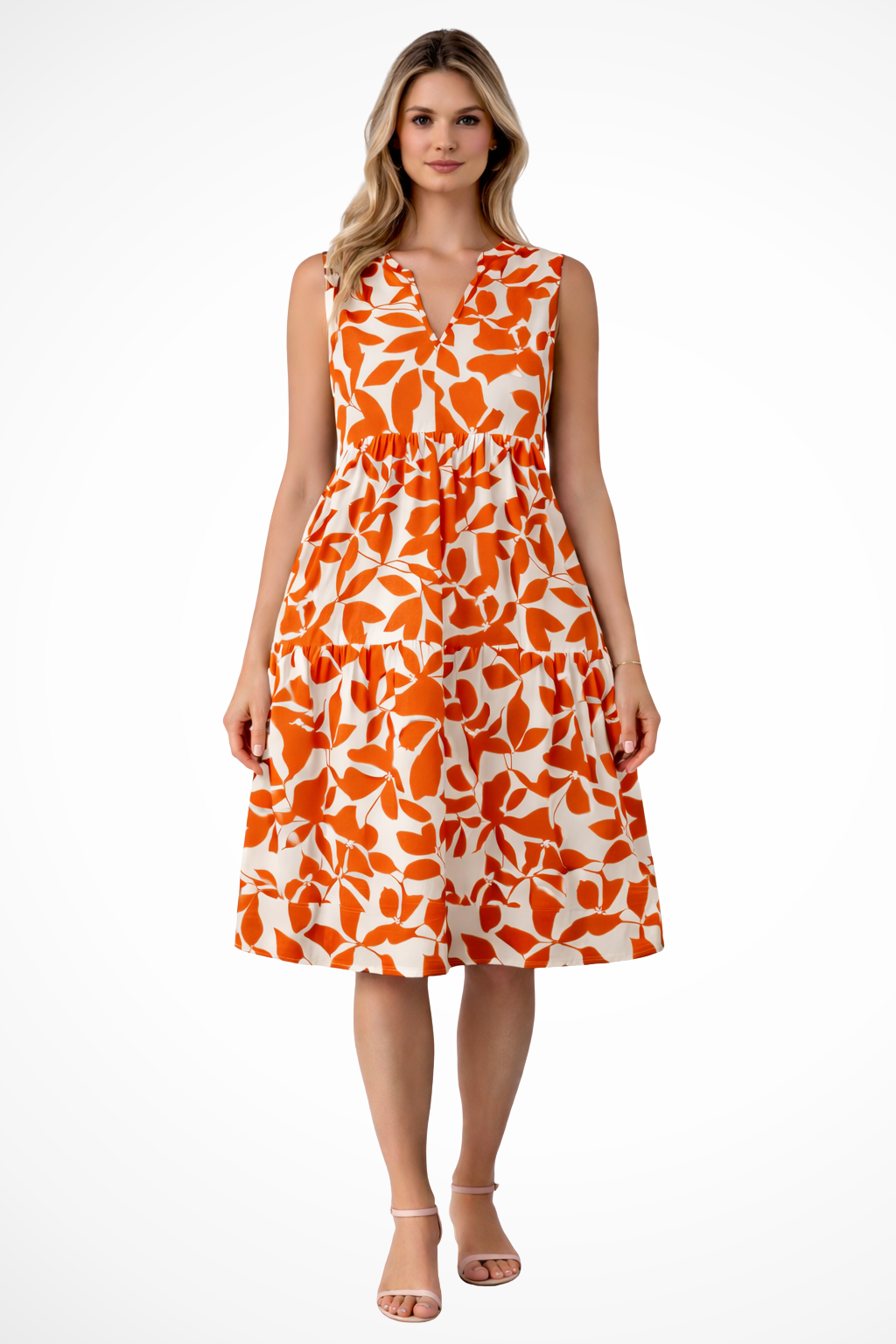 Amelia | Robe Mi-Longue de Plage Bohème Sans Manches Col V