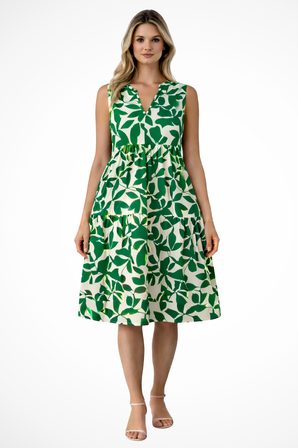 Amelia | Robe Mi-Longue de Plage Bohème Sans Manches Col V