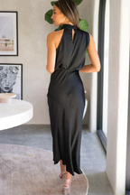 Amelina | Robe Mi-Longue Dos Nu en Satin