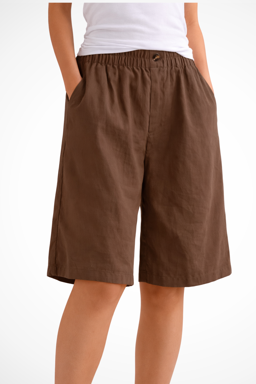 Solenne | Short d'été décontracté avec taille élastique pour femme - Gris