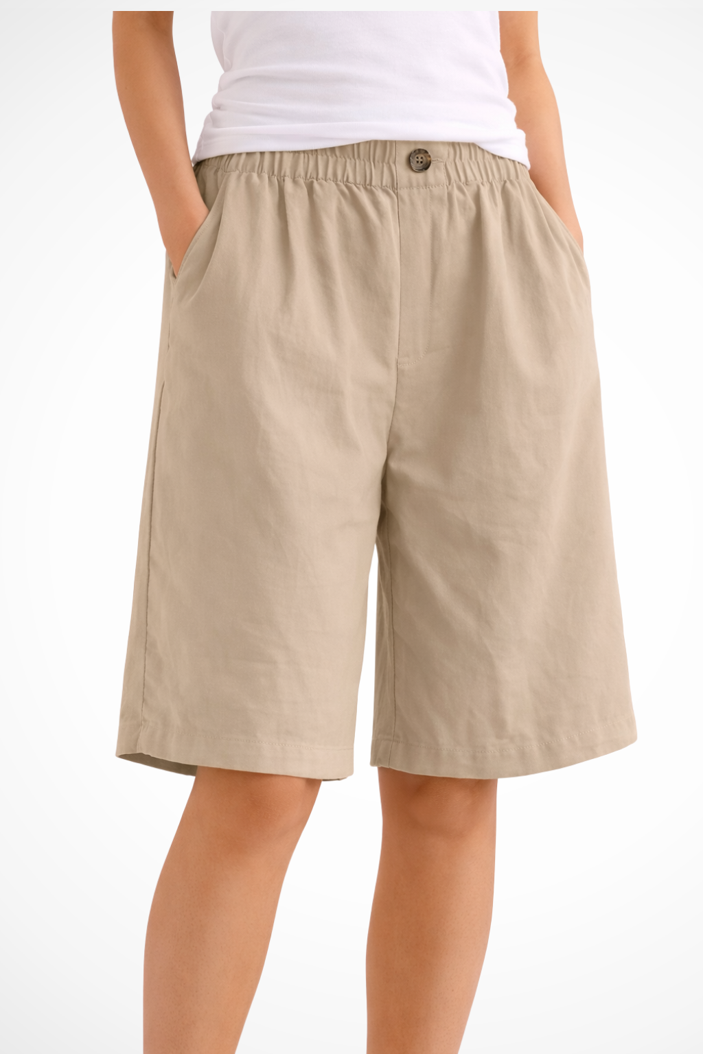 Solenne | Short d'été décontracté avec taille élastique pour femme - Gris
