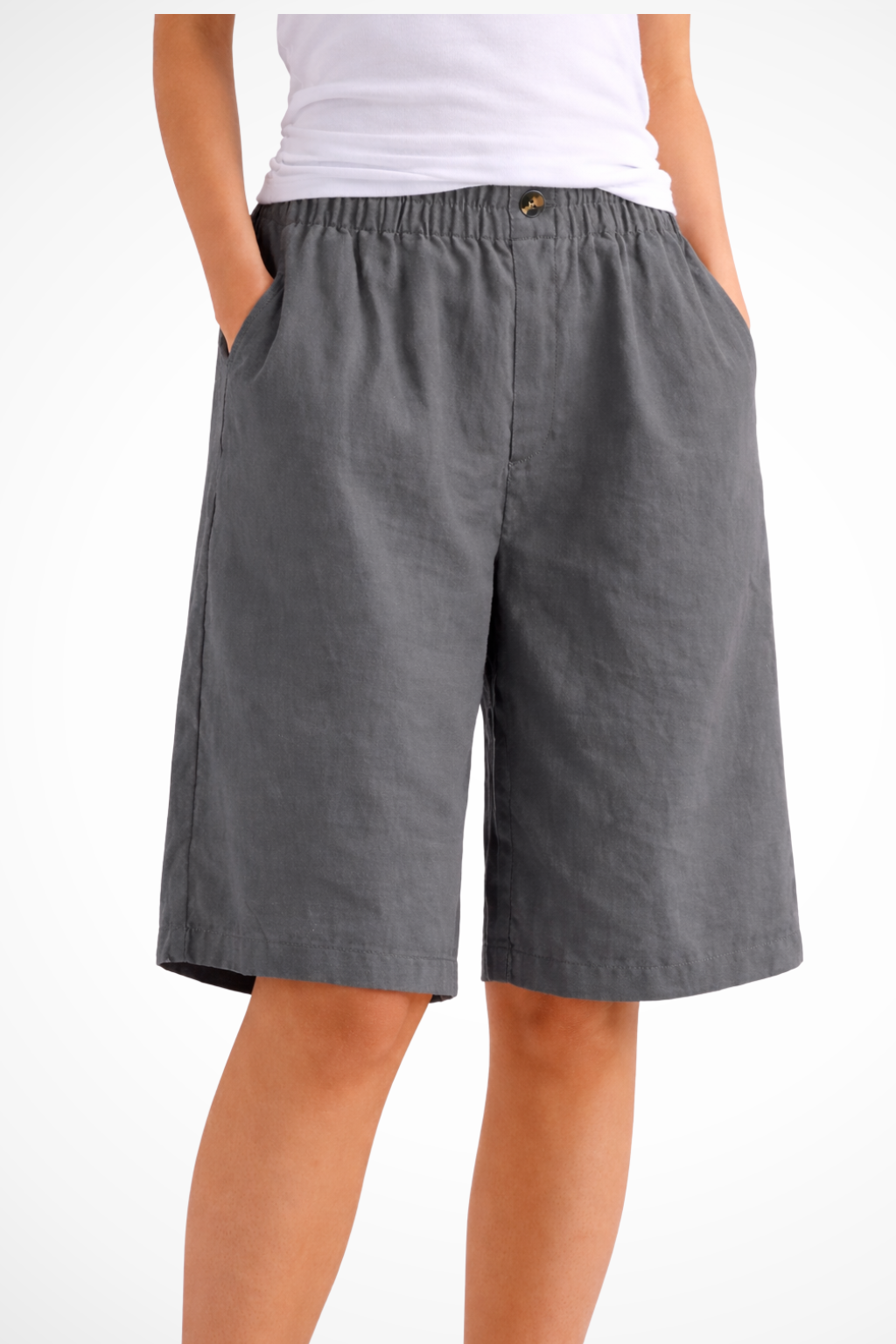 Solenne | Short d'été décontracté avec taille élastique pour femme - Vert Kaki