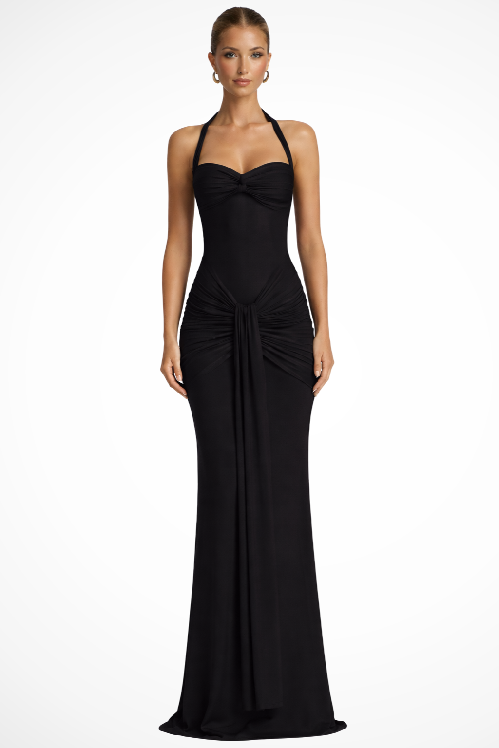 Celine | Robe Longue Dos Nu Froncée pour Invitée de Mariage