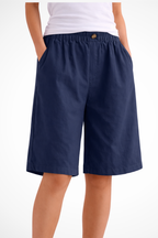 Solenne | Short d'été décontracté avec taille élastique pour femme - Vert Kaki