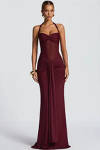 Celine | Robe Longue Dos Nu Froncée pour Invitée de Mariage