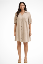 Rosalind | Robe Chemise Mi-Longue Boutonnée à Manches Courtes