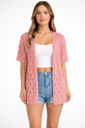 Winona | Cardigan Femme en Crochet à Manches Courtes