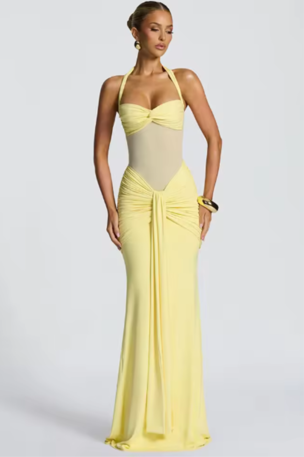 Celine | Robe Longue Dos Nu Froncée pour Invitée de Mariage