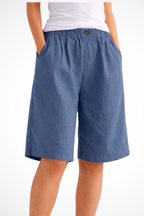 Solenne | Short d'été décontracté avec taille élastique pour femme - Vert Kaki