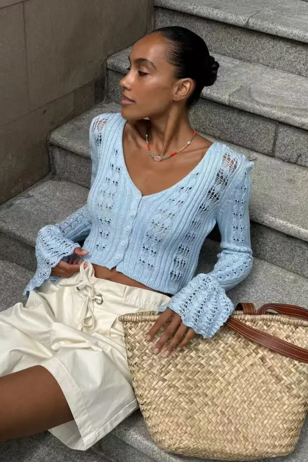 Daphne | Cardigan Femme en Crochet avec Manches Cloche