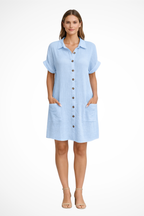 Maren | Robe de Plage d'Été Boutonnée à Manches Courtes