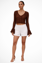 Daphne | Cardigan Femme en Crochet avec Manches Cloche