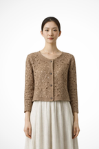 Agatha | Cardigan Court Femme en Crochet avec Détails Floraux