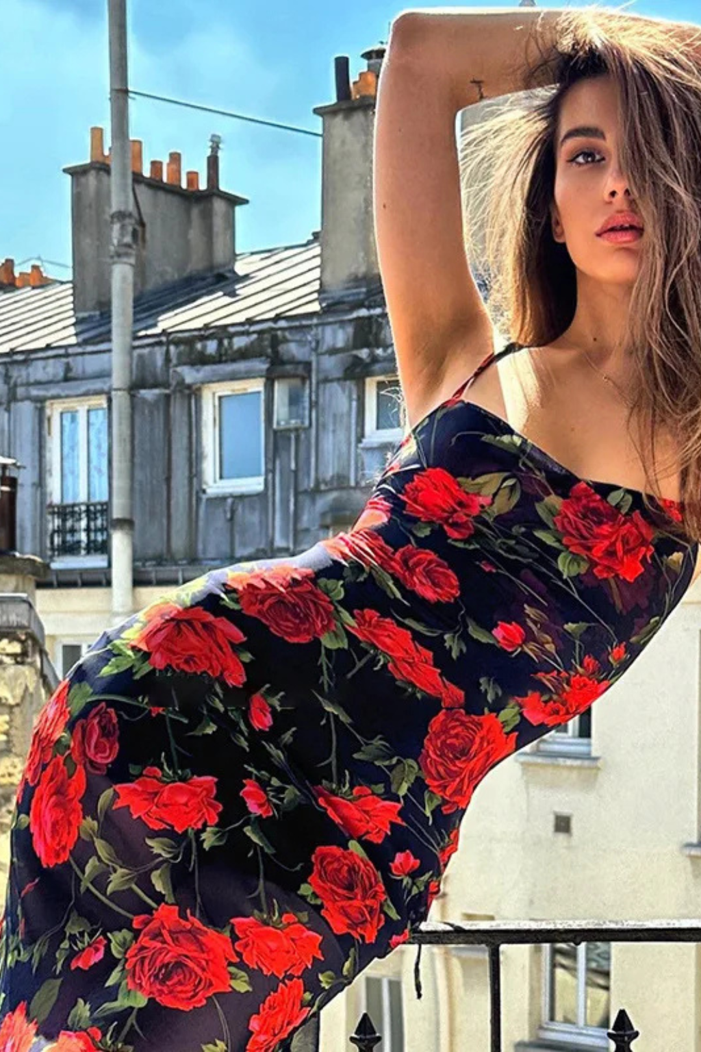 Elara | Robe Longue d'Été à Fleurs et Fines Bretelles