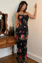 Elara | Robe Longue d'Été à Fleurs et Fines Bretelles
