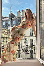 Elara | Robe Longue d'Été à Fleurs et Fines Bretelles