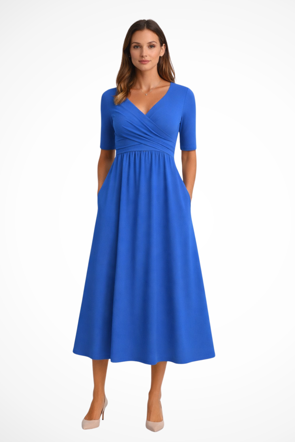 Aveline | Robe Mi-Longue Portefeuille à Manches Courtes