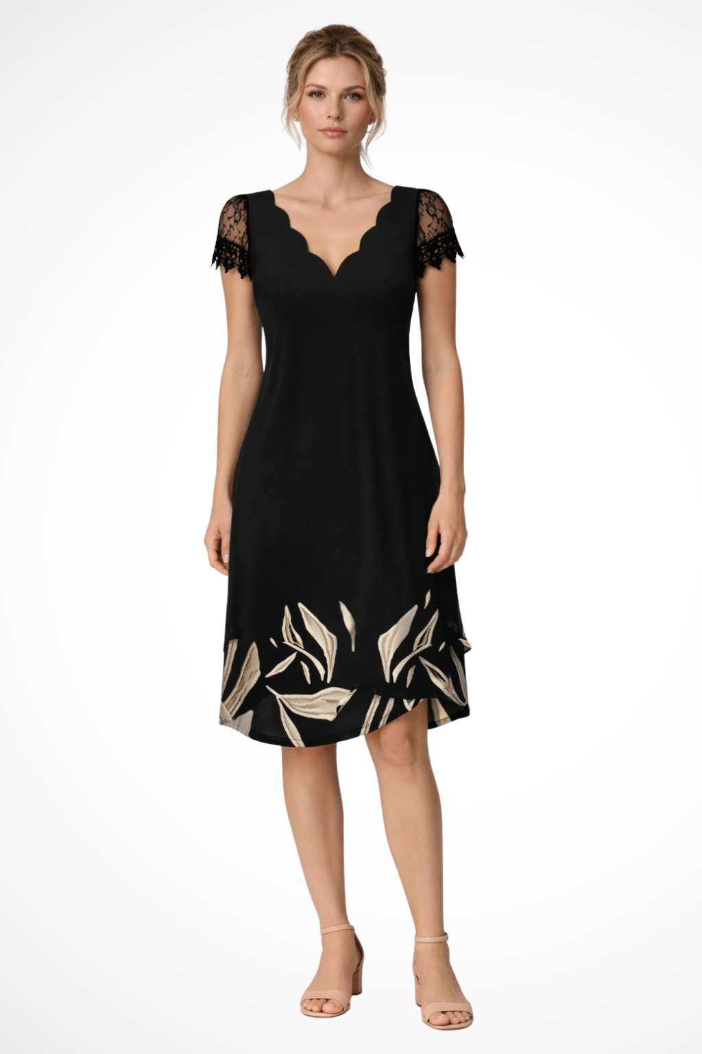 Harriet | Robe Mi-Longue avec Manches en Dentelle