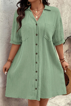 Rosalind | Robe Chemise Mi-Longue Boutonnée à Manches Courtes