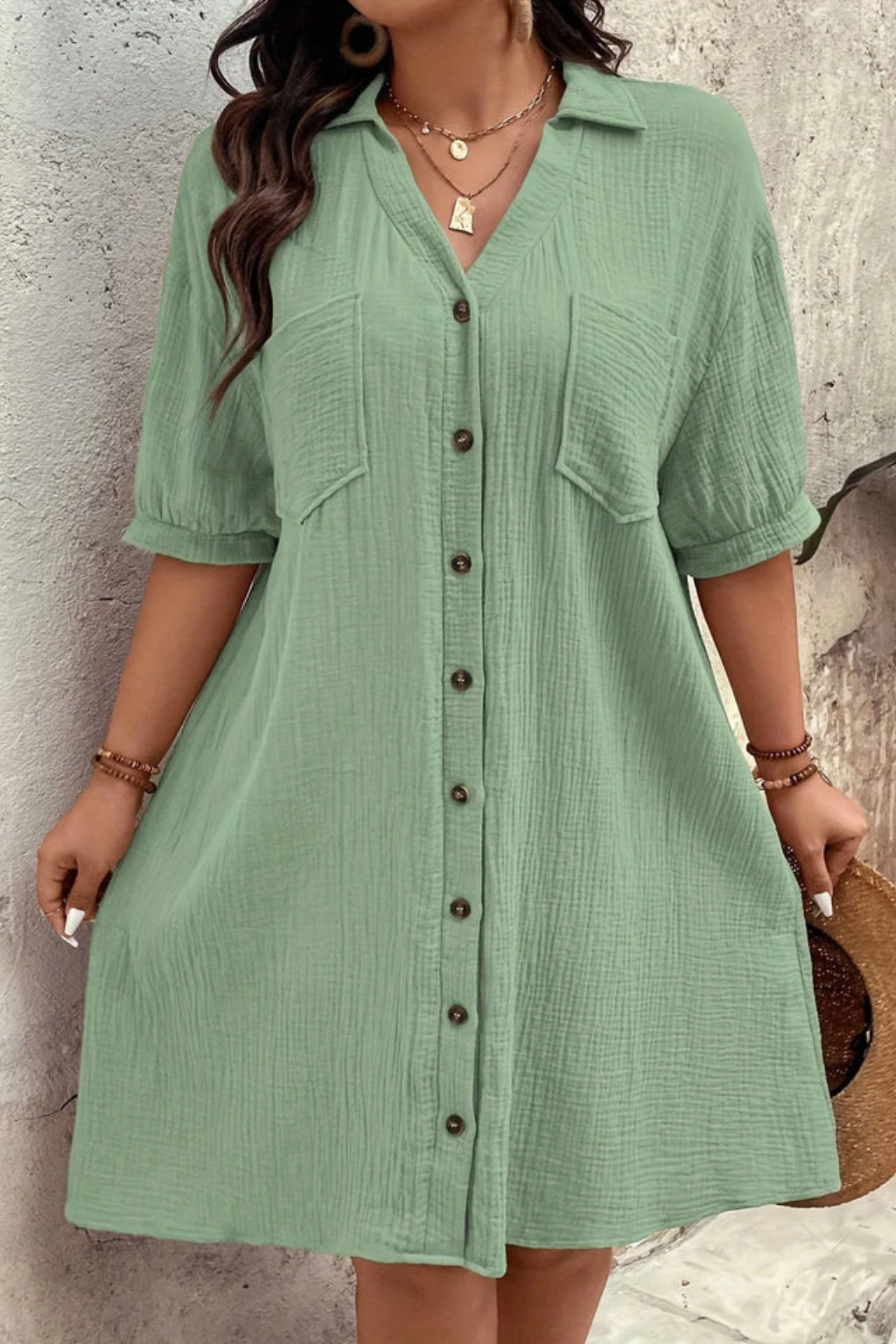 Rosalind | Robe Chemise Mi-Longue Boutonnée à Manches Courtes