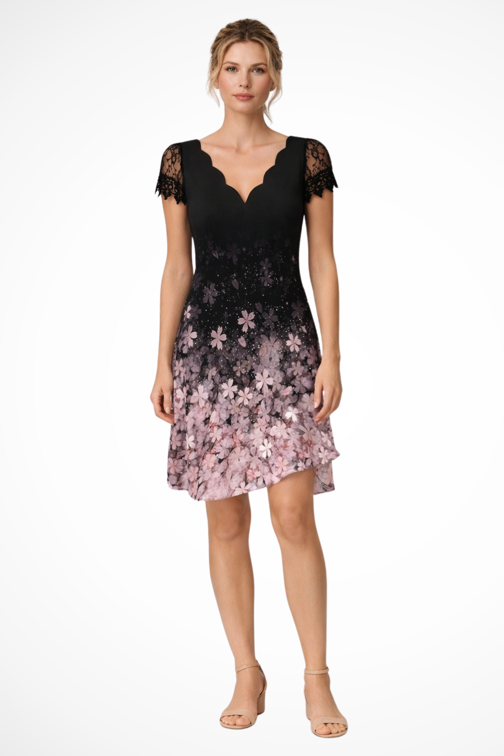 Harriet | Robe Mi-Longue avec Manches en Dentelle