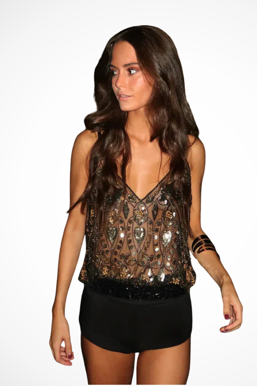Lunara | Haut Femme Transparent à Paillettes