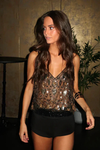 Lunara | Haut Femme Transparent à Paillettes