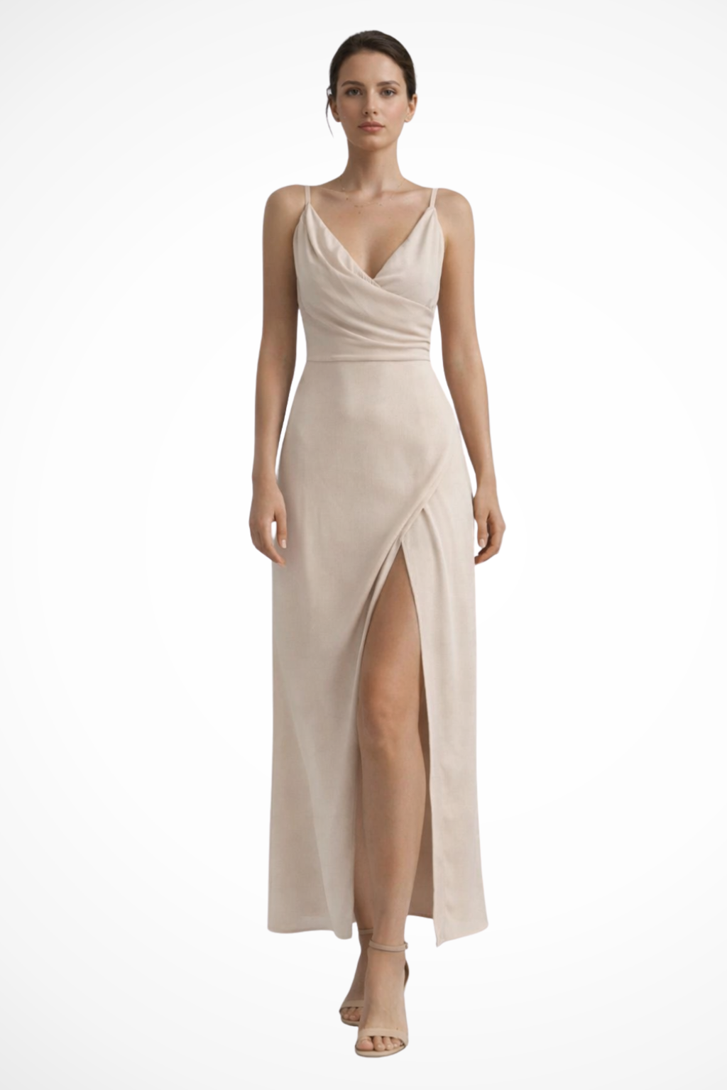 Selvara | Robe Longue Fendue à Corsage Drapé