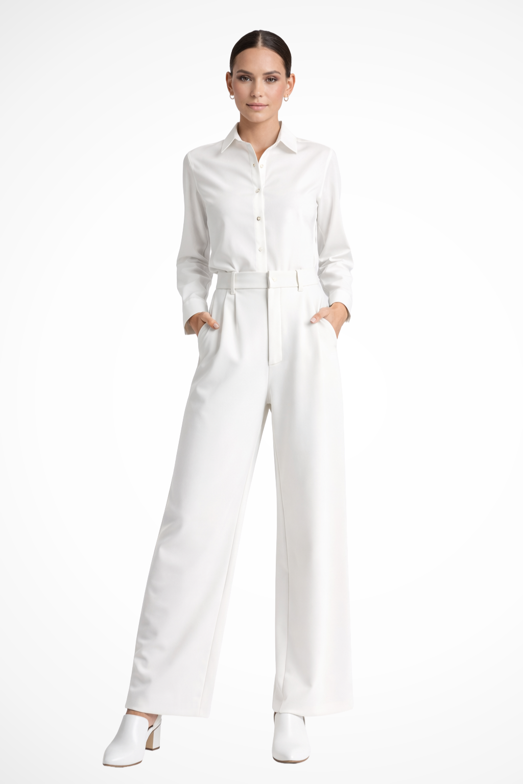 Zanira | Pantalon ample taille haute pour femme - Bleu Clair