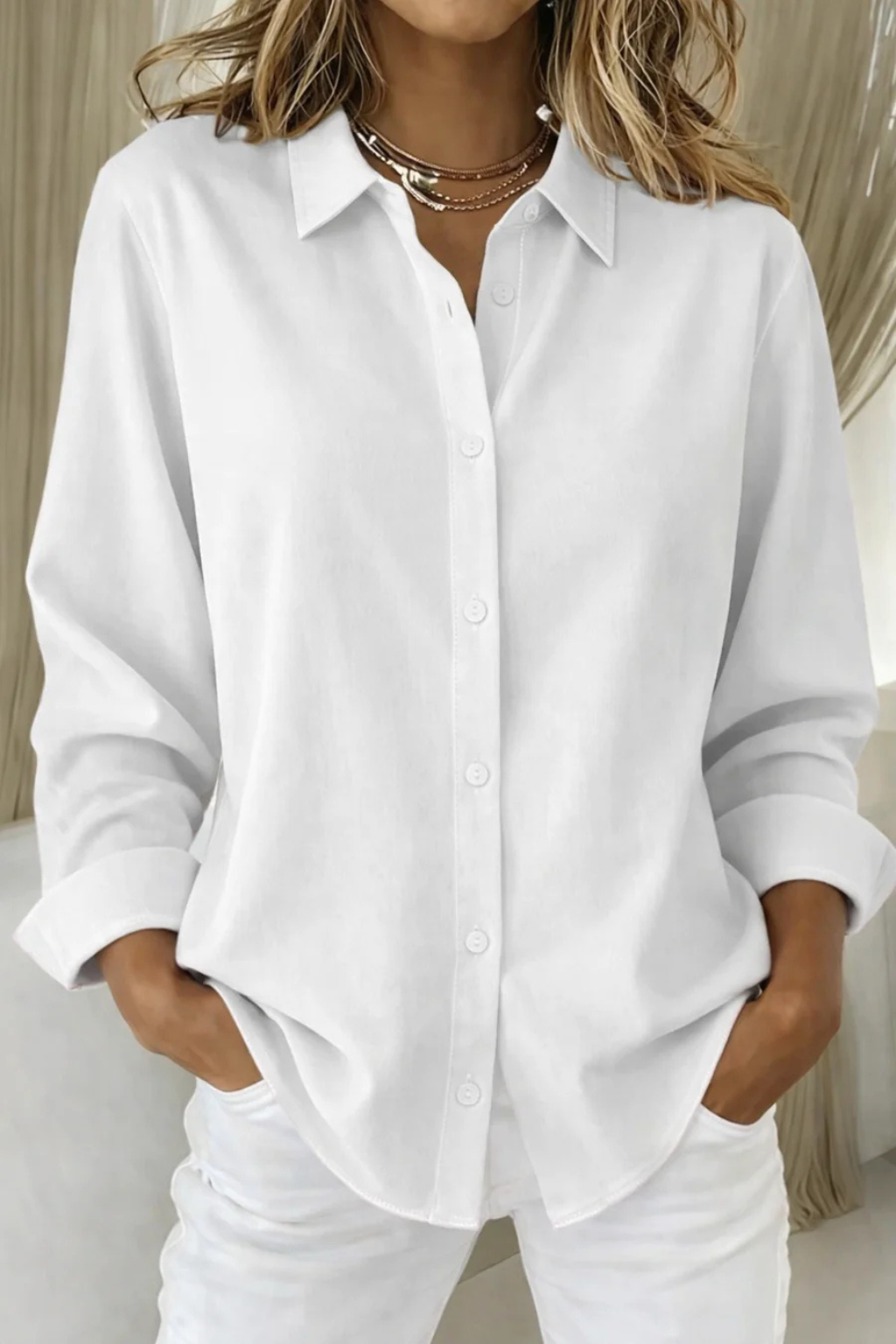 Darcy | Chemise Femme Boutonnée Coupe Décontractée Manches Longues avec Col