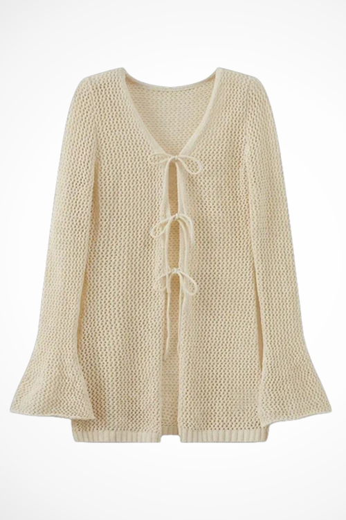 Cecily | Cardigan Gilet Femme en Crochet avec Manches Cloche