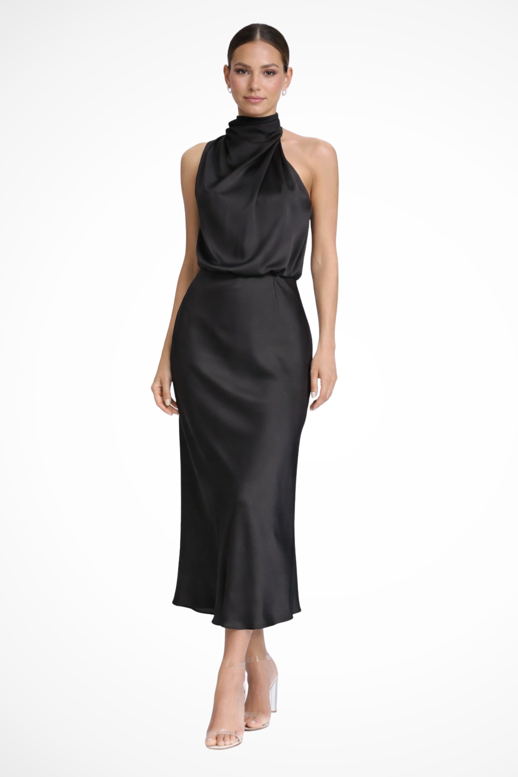 Amelina | Robe Mi-Longue Dos Nu en Satin