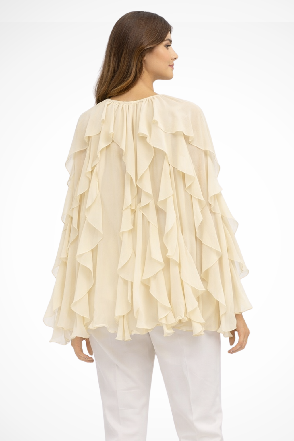 Ravielle | Blouse Femme Col V à Volants et Manches Longues