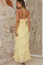 Freya | Robe Longue d'Été Dos Nu à Volants