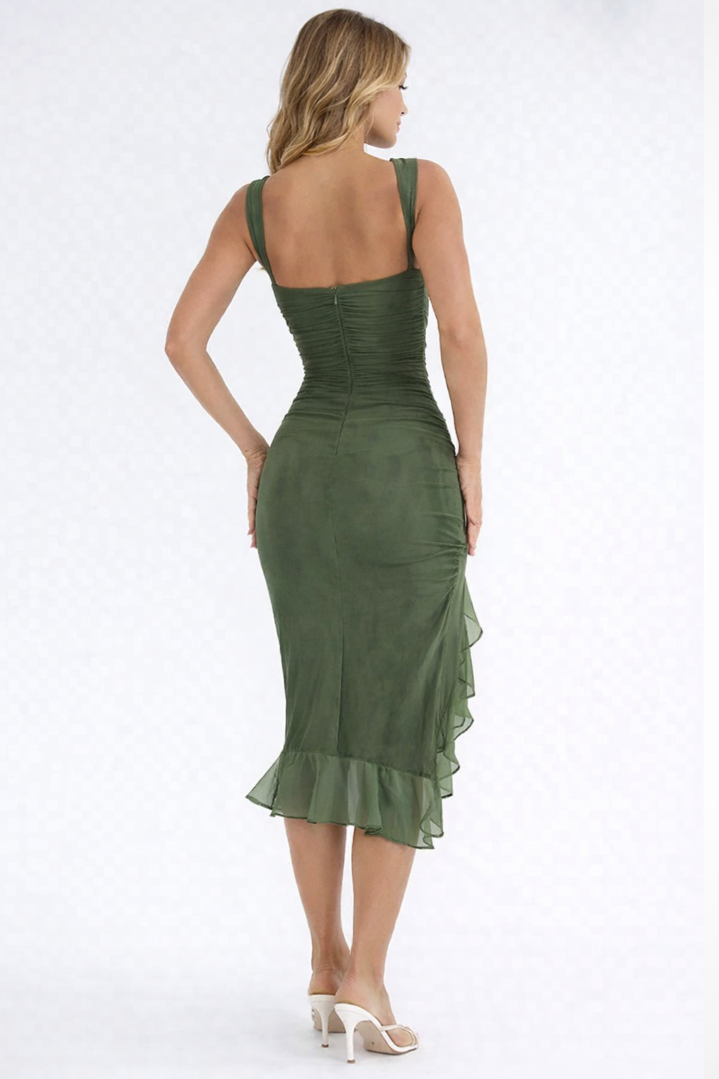 Aurevia | Robe Mi-Longue Froncée Sans Manches