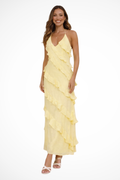 Freya | Robe Longue d'Été Dos Nu à Volants