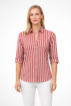 Chloe | Chemisier Femme Coupe Cintrée à Rayures Manches Longues