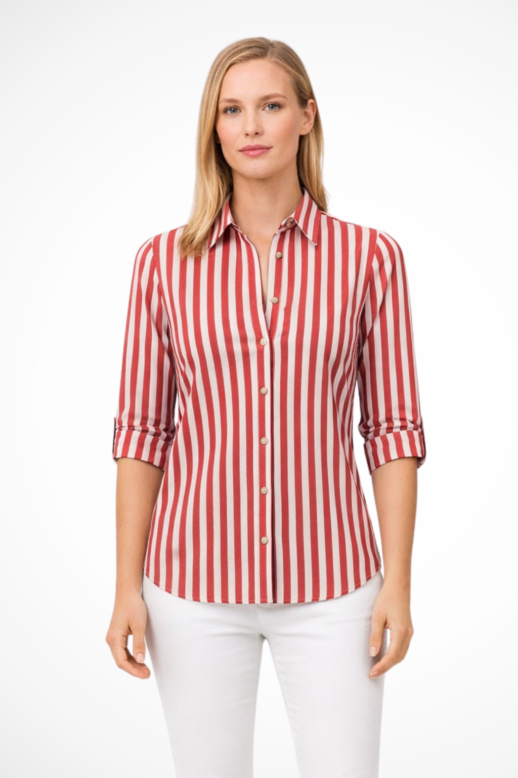 Chloe | Chemisier Femme Coupe Cintrée à Rayures Manches Longues