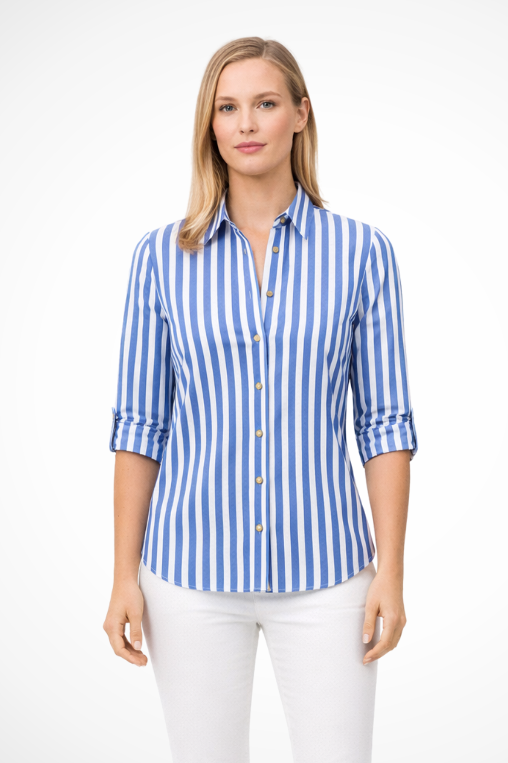Chloe | Chemisier Femme Coupe Cintrée à Rayures Manches Longues
