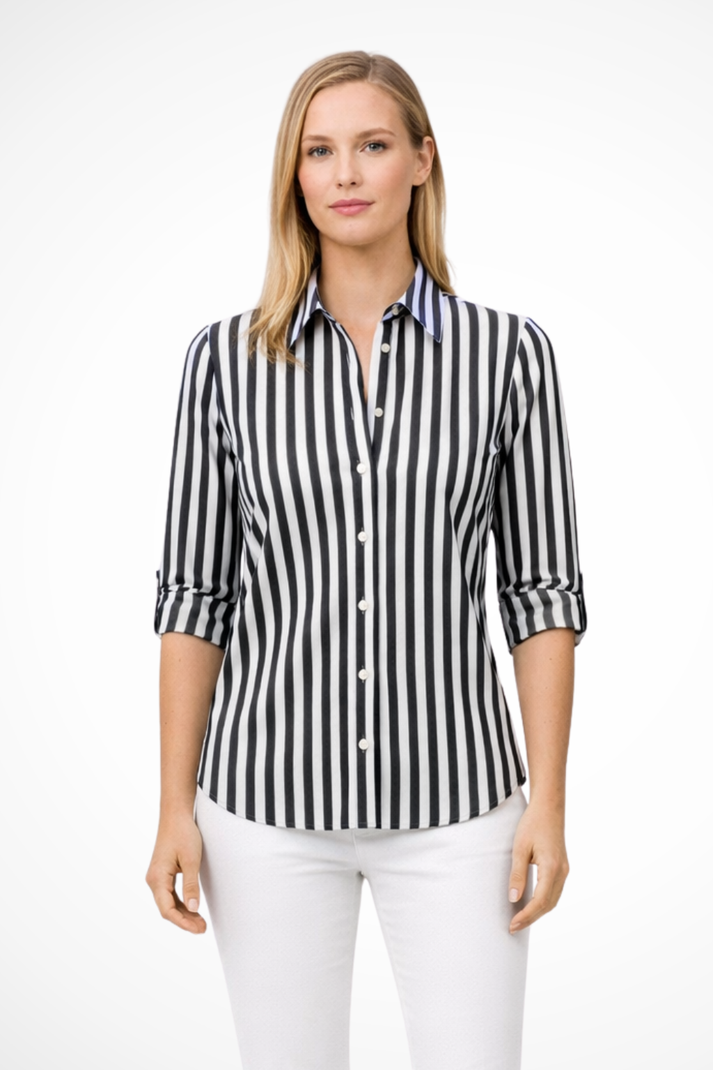 Chloe | Chemisier Femme Coupe Cintrée à Rayures Manches Longues