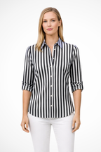 Chloe | Chemisier Femme Coupe Cintrée à Rayures Manches Longues